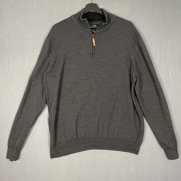 Wayne Gretzky No.99 Sweater Men 2XL Gray Merino Wool Quarter Zip Classic HOLE - Picture 1 of 16